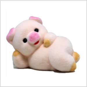 寝ころび貯金箱【ブタ白】